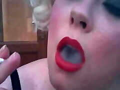 Blonde BBW Tina Snua Smokes A 120 Ciggie In Retro Underwear