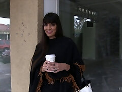 Adorable dark-haired babe wants to showcase you her sweet orbs