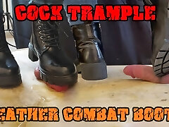 Crushing his Cock in Combat Shoes Black Leather - CBT Bootjob with TamyStarly - Ballbusting, Femdom