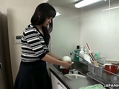 Too tired hubby falls asleep while his fucking partner screws his wife Risa Kurokawa