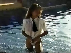 Outdoor solo scene where a supreme looking cougar boasts on her sexy boobs