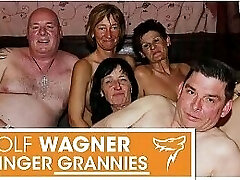 YUCK! Gross old swingers! Grannies &_ grandpas have themselves a naughty poke fest! WolfWagner.com