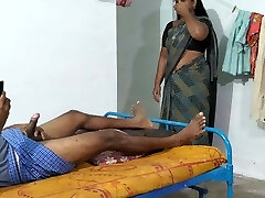 A stepmom wearing a saree She was hide watching me masturbating while watching porn flick