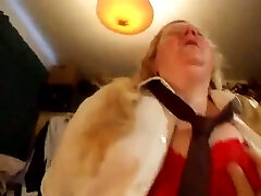 Extremely fat and insatiable mature slut with ugly flabby belly was riding cock