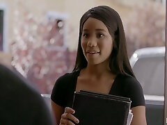 Exotic dark skin cutie seduced and plowed on the couch by white guy