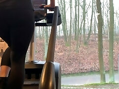 fit girl teaching in gym gets a deep fuck by the trainer during exercise