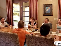 Group of swingers having nasty romp games in Playboy mansion