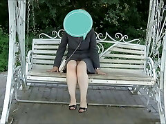 Sexy blonde with enormous ass flashing pussy