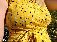 Wifey heads out in a ultra-cute summer dress braless and looks amazing with her blonde hair.