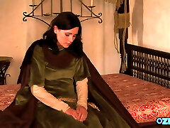 Beautiful maids share the King's cock in a tough 3 way