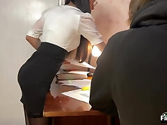 Chief noticed her cork and made her endure anal with him