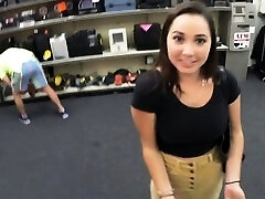 Pretty college girl flashes bigtits and banged for currency