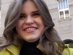 Russian dark-haired teen is offered money for hardcore sex