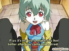 Cute hentai sucking rigid cock and swallowing cum