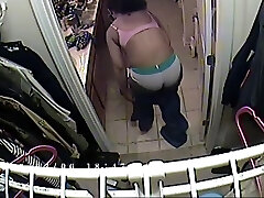 Ebony Babe: Trying On Different Clothes In Closet! Love It!