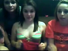 4 playful girls flash their breasts and ass on cam