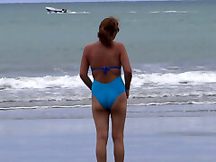 My wife's first masturbation on the beach