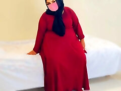 Ravaging a Chubby Muslim mother-in-law wearing a red burqa & Hijab (Part-2)