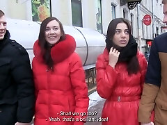 Jiggly teen gals fucked brutally in a doggy position in foursome sex clip