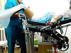 Hard orgasm on gyno table