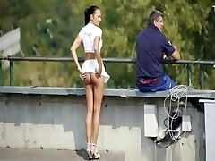 Hot magnificent babe ass in windy day