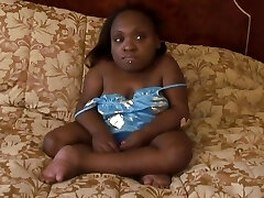 Black Midget with Enormous Tits and Nipples Gives Super Hot Blowjobs