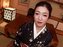 Mature Woman in Ebony Yukata Has Sex with Man at Hot Spring Hotel
