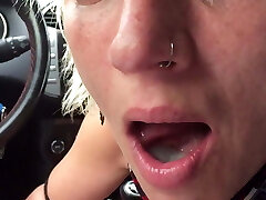 swallow jizm in car