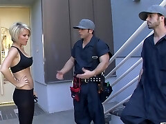 Gorgeous blonde woman enjoys during MMF threeway - Kayla Synz