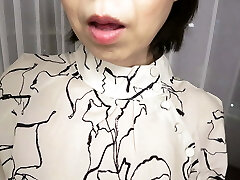 Japanese GILF takes hard hard-on after shower