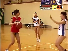 Girls from Asia playing basketball and showing naked funbags