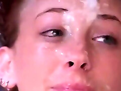 Very cute bukkake (multiple facial cumshot)