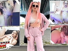 GERMAN SCOUT - Pink Hair Teenager Maria Gail with Saggy Tits at Rough Anal Sex Casting