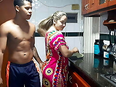 I suck my stepsister's mouth-watering vag in the kitchen.