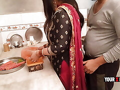Punjabi Stepmom fucking in the kitchen when she make dinner for son-in-law