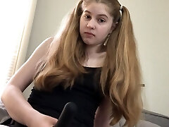 Mistress with strap-on gives jerk off instructions