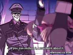 Chained hentai girls humiliated and group-fucked by soldiers