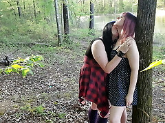 Goth trans girl gets her ass screwed by stranger in the forest
