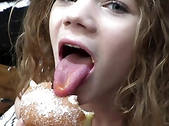 Petite lingerie babe sucking before sex in erotic pov couple