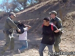 Cop fuckin' a Latina babe up against at tree in the desert