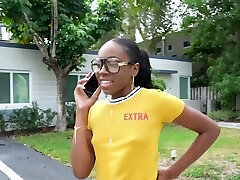 Dark-hued slut Amari Anne has to suck a dick before getting fucked