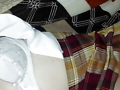 Back to school, daughter-in-law and stepfather secretly fuck at night, they must not make noise or the wife wakes up