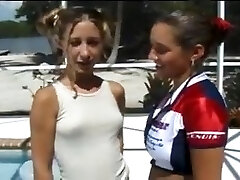 Christina and destiny in the pool