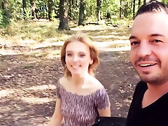 Small 18yo tourist teen seduced in public for outdoor sex