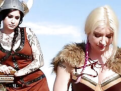 Leya the Viking takes a gold trophy up her ass