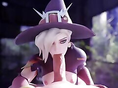 Witch Mercy Sensually Gobbles Massive Cock