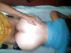 Fucking my girlfriend with her light blue shirt I put her in a doggy style