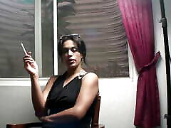 Interview with a smoking big tit Latina