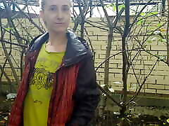 Femdom Mistress strap on rough her slave outdoor scary abandoned bunker