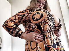 Naughty granny gilf shows off her huge tits in the bathroom